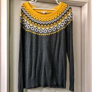Merona yellow & grey fair isle sweater size xl